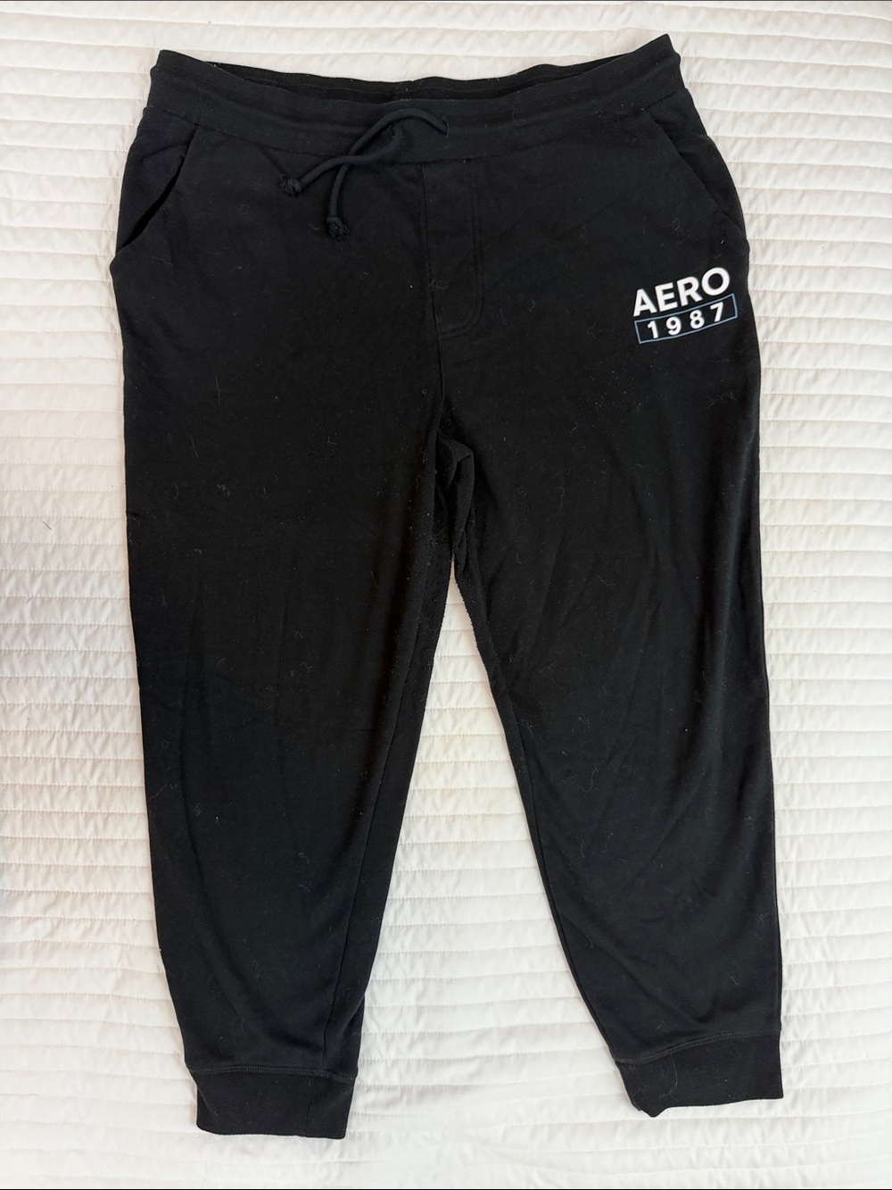 Aeropostale Black Jogger Sweatpants with AERO 1987 Logo